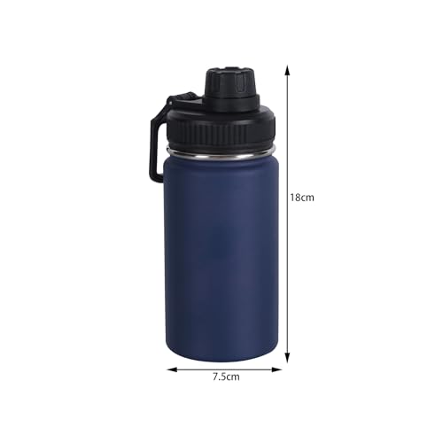 Wide Mouth Insulated Sports Water Bottle,Double wall Stainless Steel Vacuum flask with Leakproof Lid (Black, 12 Ounces) - size: 12 Ounces
