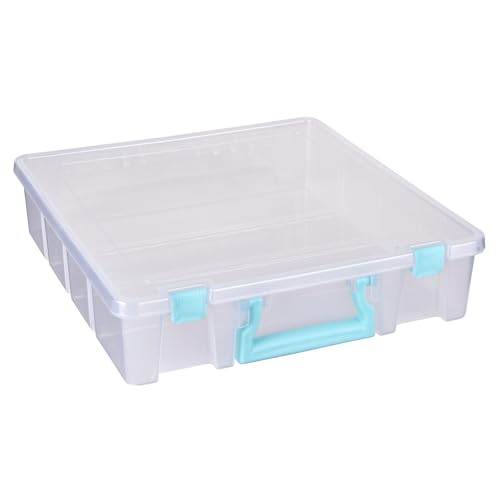 ArtBin Super Satchel 1-Compartment Craft Storage Box, Clear - color: Aqua Accents