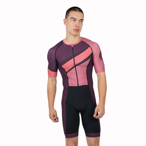 SLS3 Triathlon Suits Mens - Elite Aero Sleeved Trisuit for Swim Bike Run - color: Volt, size: Small