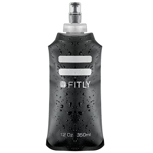 FITLY Soft Flask Running Water Bottle - Collapsible Hydration Flask - color: Black, size: 12 Ounces
