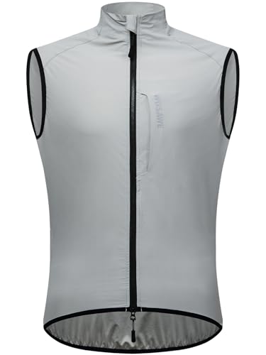 WOSAWE Reflective Cycling Vest with Chest Pocket Water-Repellent Lightweight Windproof Gilet for Running, Hiking, Biking - color: Silver, size: X-Large