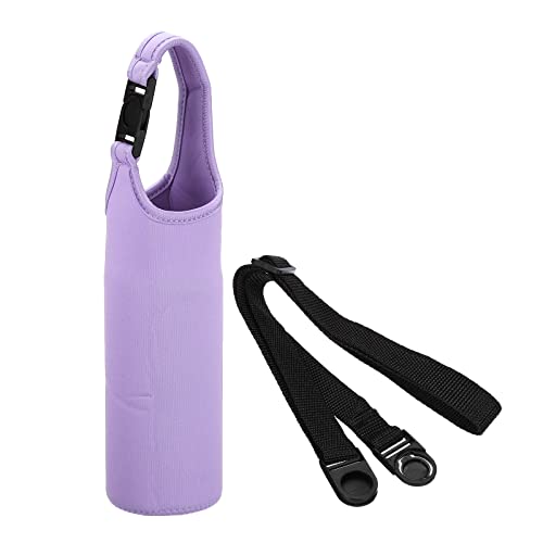 PATIKIL Water Bottle Sling Bag, Neoprene Portable Insulated Bottle Holder Carrier with Removable Adjustable Shoulder Straps - color: Light Purple