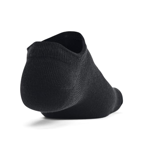 Under Armour Unisex Adult Essential No Show Socks (6-Pairs) - color: (001) Black / Black / Castlerock, size: Small