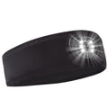 LED Sports Sweat Headband Outdoor Headlamp Rechargeable Men Women - color: Black
