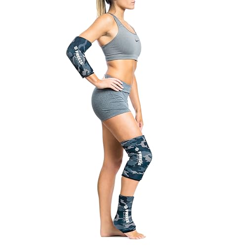 FreezeSleeve Ice & Heat Therapy Sleeve- Reusable, Flexible Gel Hot/Cold Pack, 360 Coverage for Knee, Elbow, Ankle, Wrist- Blue Camo, Large - color: Blue-camo, size: Large