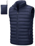TACVASEN Men's Lightweight Packable Puffer Winter Warm Vests Outerwear - color: Navy Blue, size: Large