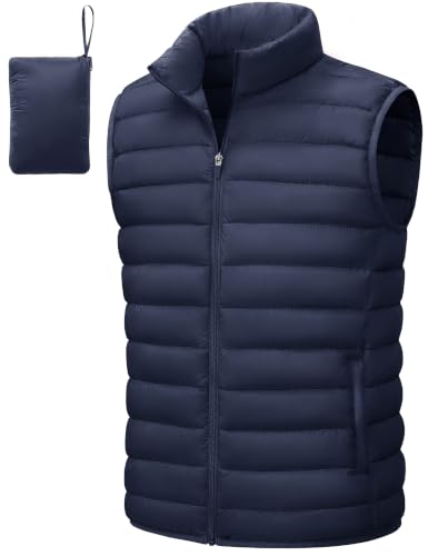 TACVASEN Men's Lightweight Packable Puffer Winter Warm Vests Outerwear - color: Navy Blue, size: XX-Large