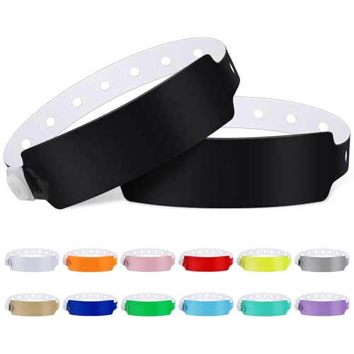 100pcs Vinyl Wristbands, Disposable Waterproof Wristbands(Color : Black) - color: Black