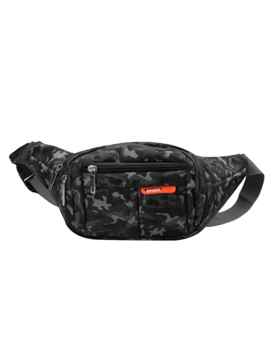 AIBEARTY Kids Fanny Pack Boys Small Camouflage Waist Pack Belt Waist Bag Pack Pouch with Adjustable Strap for Children Sport Running, Camping, Trip Black(2 Layer) - color: Black (2 Layer)