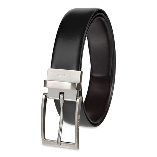 Calvin Klein Men’s Reversible Leather Belt - 2‑in‑1 Versatile Modern Style - color: Deep Black/Brown, size: Small (30-32)