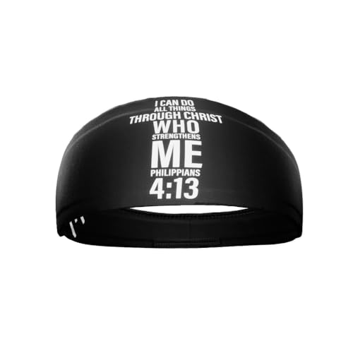 40+ Designs! Unisex Headband/Sweatband. Best for Sports, Fitness, Working Out, Yoga. Tapered Design - color: Philippians 4:13 Cross