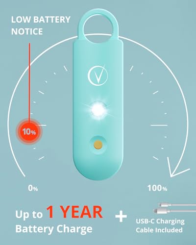 Vantamo Personal Alarm for Self Defense with Low Battery Notice, Strobe Light & Extra Loud 130 dB Double Speakers Safety Keychain Set for Women, Rechargeable Panic Button for Womens Self Defense - color: Aqua Marine