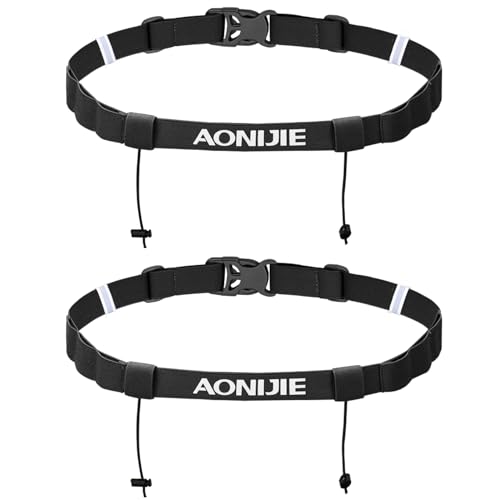 TRIWONDER Running Bib Holder Race Belt Runner Bib Strap Race Number Belt for Triathlon, Marathon, Running, Cycling (Black - 2 Pack) - color: 01 Black - 2 Pack