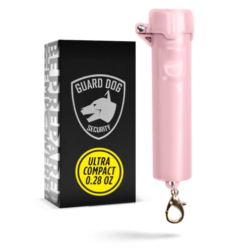 Packin' Heat 0.28 oz Compact Pepper Spray for Self Defense, Small Keychain Pepper Spray for Women, 12 ft Range, 1.44% Major Capsaicinoids, UV Dye, Push-Button Safety Cap, Snap Clip - color: Rose Pink