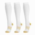 Compression Socks for Women and Men, 20-30 mmHg, Knee High, 3 Pairs - color: 06 White Copper 3 Pack, size: XX-Large