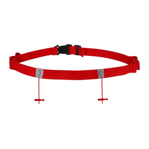 PATIKIL Triathlon Belt Bib Holder, Elastic Marathon Race Number Belt Marathon Running Race Belt with 6 Gel Loops for Marathon Racing Cycling, Red - color: Red