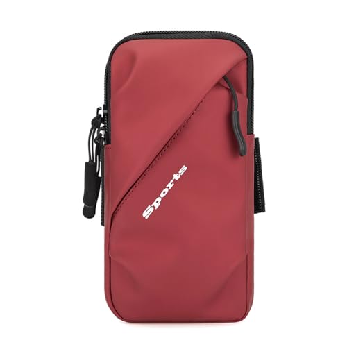 Cell Phone Armband Wrist Bag, Universal Fit, Water Resistant, Breathable, Phone Holder for Running Cycling Climbing Hiking Gym,Fits The Arm, Firm and Does Not Slide (Red) - color: Red