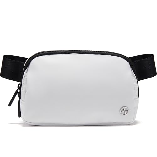 Pander Nylon Fanny Pack for Women, Two-Way Zipper Crossbody Bag - color: White