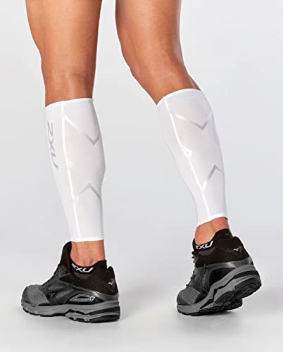 2XU Compression Calf Guards, White/White, Medium