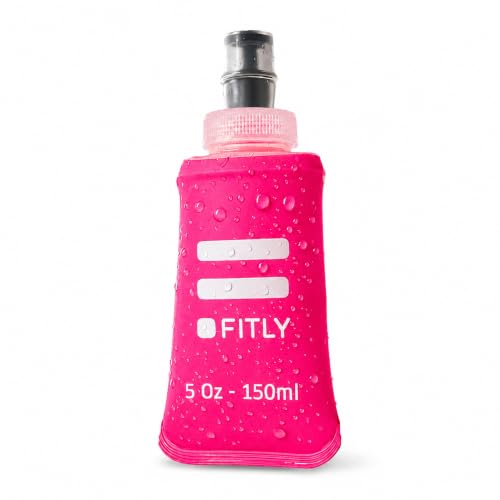 FITLY Soft Flask Running Water Bottle - Collapsible Hydration Flask - color: Pink, size: 5 Ounces