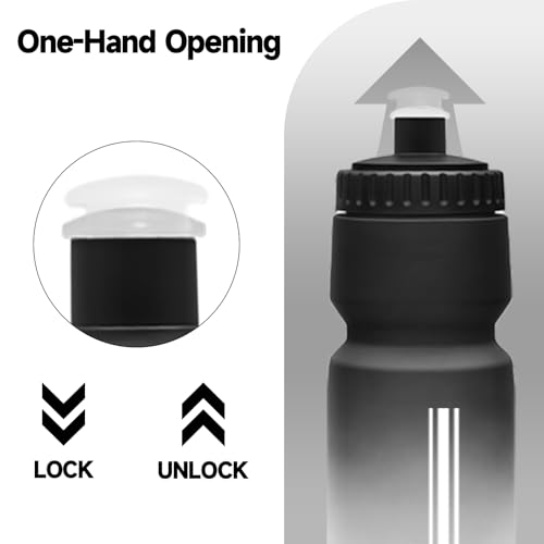 TooLe Bike Water Bottle 24oz, Squeeze Water Bottle Leakproof BPA Free - color: A-Black