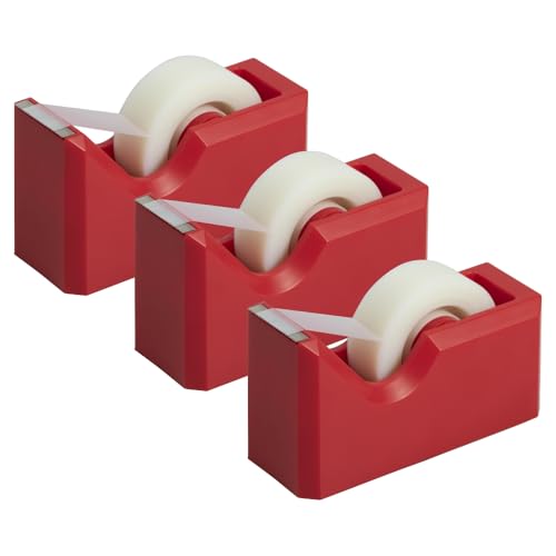 JAM PAPER Colorful Desk Tape Dispensers - Red - 3/Pack - color: Red, size: Pack of 3