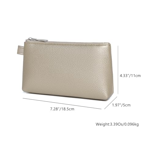 Small Makeup Bag for Purse, Leather Cosmetic (Pearl White Tea) - color: Pearl White Tea