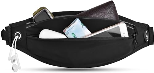 Running Belt Fanny Pack, Running Waist Pack for Women & Men USA Patented Hands-Free Reflective Runner Pouch Belt Fitness Workout Bag No-Bounce Adjustable Sport Travel Fanny Pack Cell (Black) - color: Black