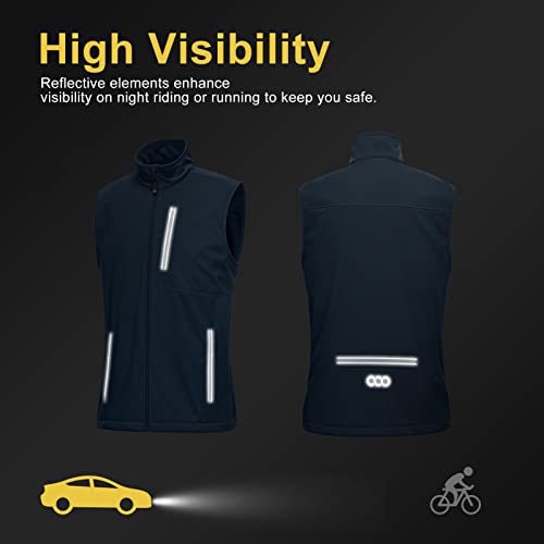 33,000ft Men's Windproof Lightweight Golf Vest Outerwear Sleeveless Jacket - color: Midnight Blue, size: Small