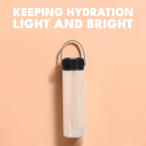 Elemental Splash 26oz Tritan Plastic Reusable Water Bottle w/Straw & Strap - color: Midnight Clear, size: 26 Ounces