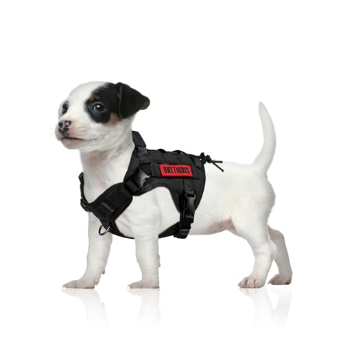 OneTigris Tactical Dog Harness with Handle No-Pull Adjustable for Small Dog - color: Black, size: X-Small