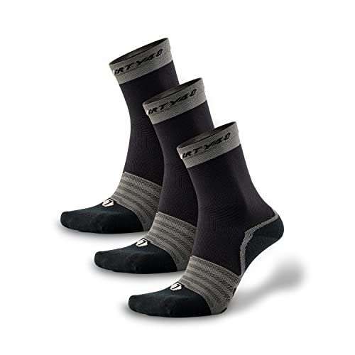 Thirty48 Cycling Socks with S.Café Fabric For Men and Women 3 Pairs - color: Black/Grey [3 Pairs], size: X-Large