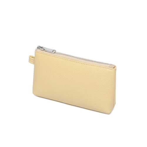 Small Makeup Bag for Purse, Leather Cosmetic (Almond Yellow) - color: PU/Almond Yellow