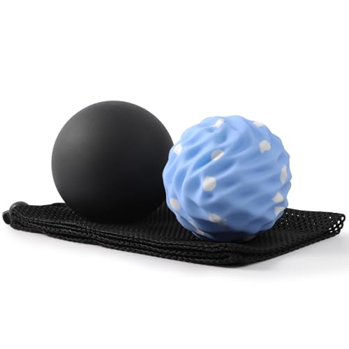 Silicone Massage Ball Set, 2 Pack Smooth & Textured with Mesh Bag - style: Smooth & Wave-Texture Set