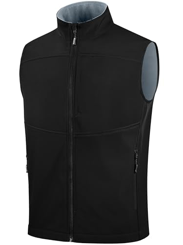 FREE SOLDIER Men's Lightweight Golf Vest Outerwear Windproof Sleeveless Softshell Jacket Running Vest - color: Black, size: XX-Large
