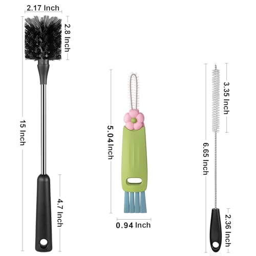 4 Pack Bottle Brush, Long Scrub Cleaning Brushes with Straw & Lid Brushes - size: 4