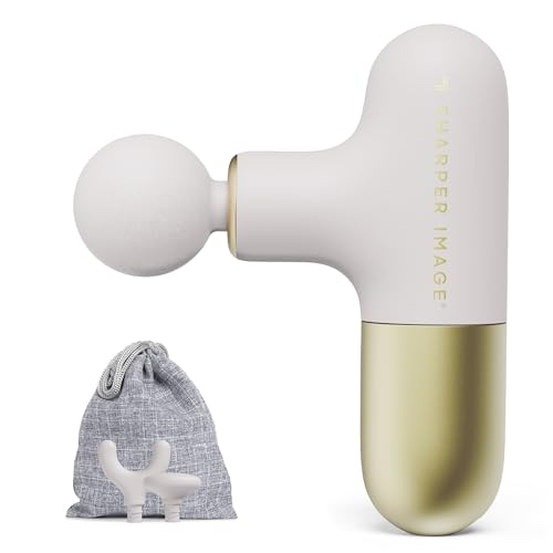Sharper Image Powerboost Mini Deep Tissue Massage Gun, Powerful & Compact - color: Vanilla and Gold