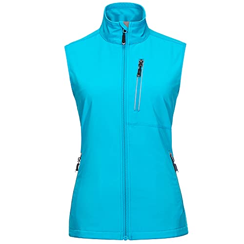 33,000ft Women's Lightweight Running Vest with 6 Pockets for Travel Golf - color: Bright Blue, size: Small