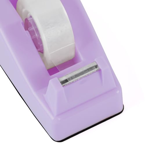Desktop Tape Dispenser with Weighted Nonskid Base,Includes 6 Rolls of Tape - color: Purple (6pcs Tape)