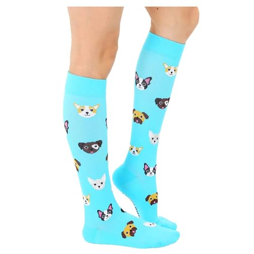 Living Royal Compression Socks - Graduated Compression 15-20mmHg, Padded Cushion Bottom Fun Socks, Moisture-Wicking - color: Dog