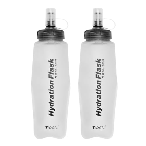 TRIWONDER Running Water Bottle Handheld Plastic Flask Hydration Vest Packs Waist Belt Replacement for Runners Marathon Cycling Hiking - color: 03 Soft Flasks - White - 350ml/11.83oz - 2 Packs