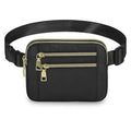 Fanny Packs for Women Crossbody Belt Bags, Waist Pack with Adjustable Strap - color: B-Black, size: Double Layer