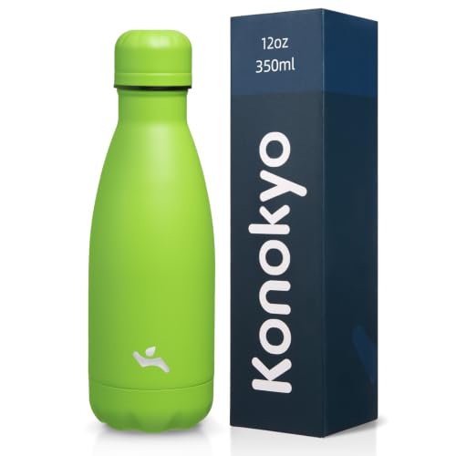 Konokyo 12 oz Insulated Stainless Steel Water Bottle, Green - color: Green, size: 12 Ounces