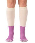 Comrad Knee High Compression Socks - color: Cream/Mulberry Colorblock, size: Large