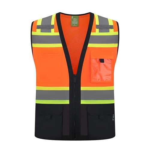 Gasoline Class 2 High Visibility Reflective Safety Vests Women & Men - color: Orange Black, size: XX-Large