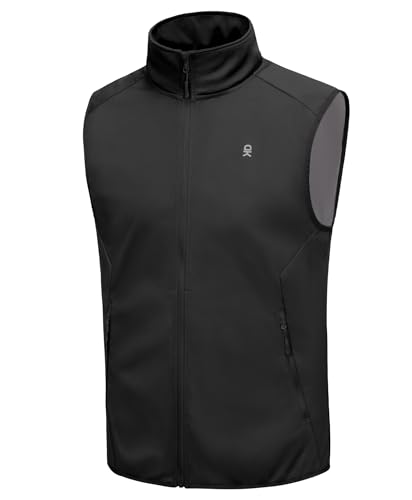 Little Donkey Andy Men's Softshell Vest Lightweight Windproof Waterproof - color: Basic Black, size: X-Large