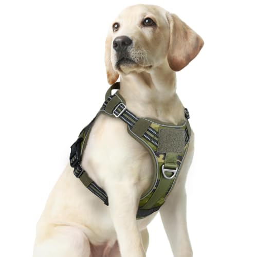 rabbitgoo Tactical Dog Harness Medium Sized, No Pull Service Pet Vest - color: Green Camo, size: M(chest:20.1"-33.9",neck:17.7"-22.3",back:7.5")