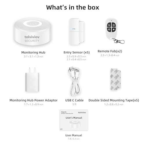 WiFi Home Security System, 8-Piece Alarm Kit with 120dB Siren & Sensors - color: L-8pics-White hub, size: 8p-white