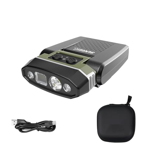 SUNREI 1800mAh Rechargeable 300 Lumen LED Headlamp with Motion Sensor - size: H300-military green