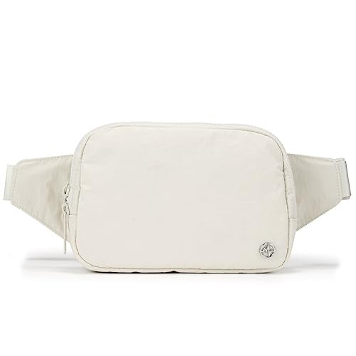 Pander Belt Bag Large 2L, Nylon Fanny Pack Purse for Women and Men with Adjustable Strap - color: White Opal